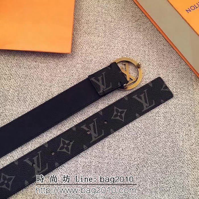 路易威登LV Louis Vuitton精選Monogram帆布 圓形LV logo 男士皮帶 LHG1211